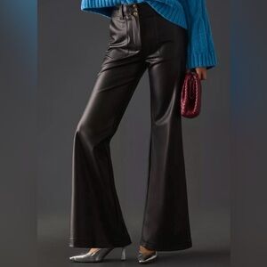 Maeve Anthropologie Black Coated Faux Leather High Rise Pants Size 14